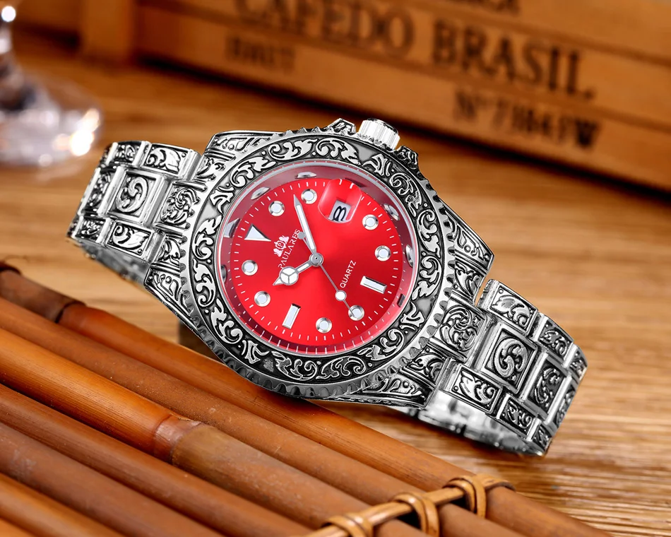 Quarzo classico da uomo antico intagliato di lusso vintage luminoso in oro rosa oro giallo argento rosso verde blu sfumato_voghion.com
