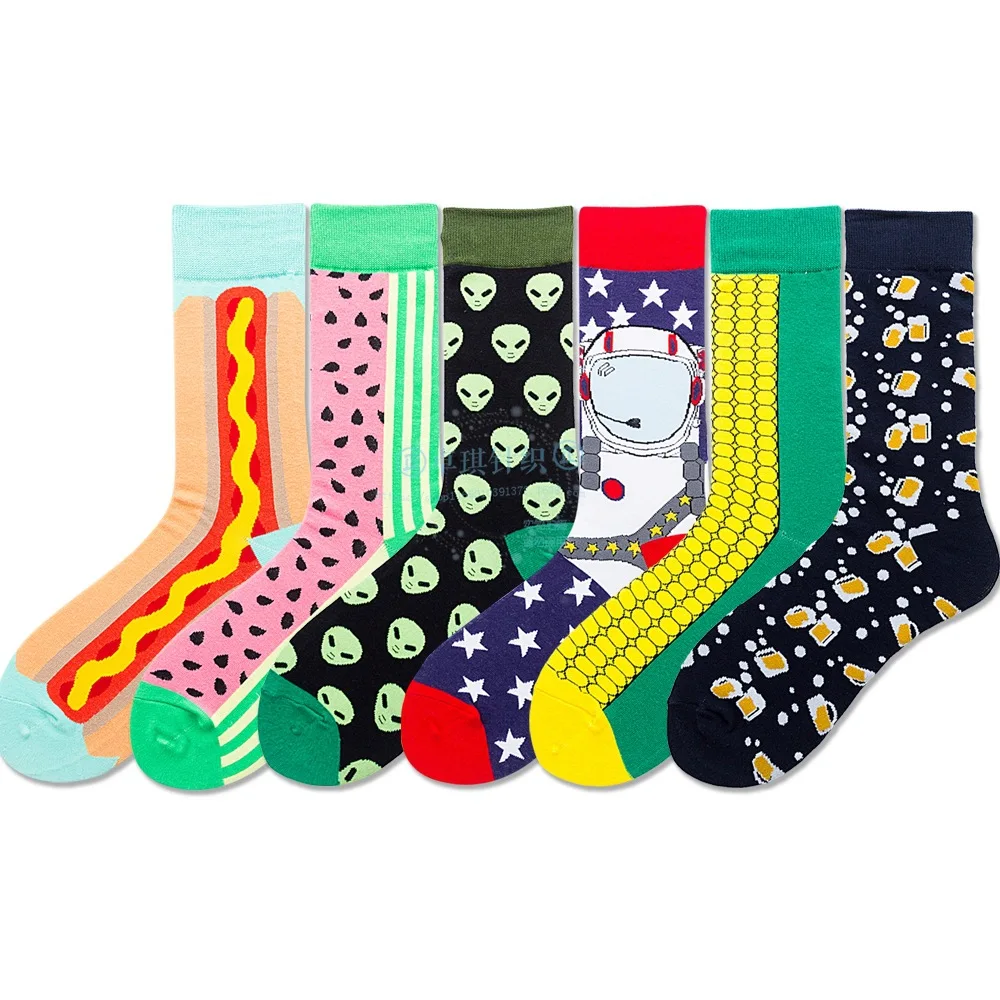 

New Beer Corn Men Socks Watermelon Hot Dog Sushi Hot Dog Happy Socks Men Spring Summer Autumn Winter G1026