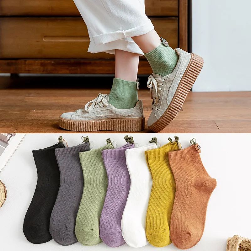 Женские носки Elifashion новинка осенне-зимние хлопковые однотонные с ярлыком