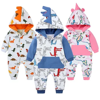 

Infant Unicorn Rompers Cartoon Animal Overall 2019 Fall Winter Baby Boy Girl Halloween Costume Clothes Baby Dinosaur Jumpsuit