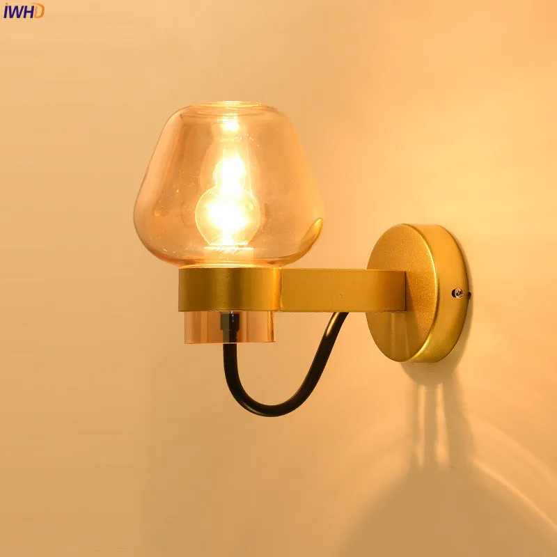Iron Modern Nordic Wall Lamps Glass Lampshade Wall Lights Creative Wandlamp Bedroom Light Fixtures For Home Decoration Bar Cafe (19)