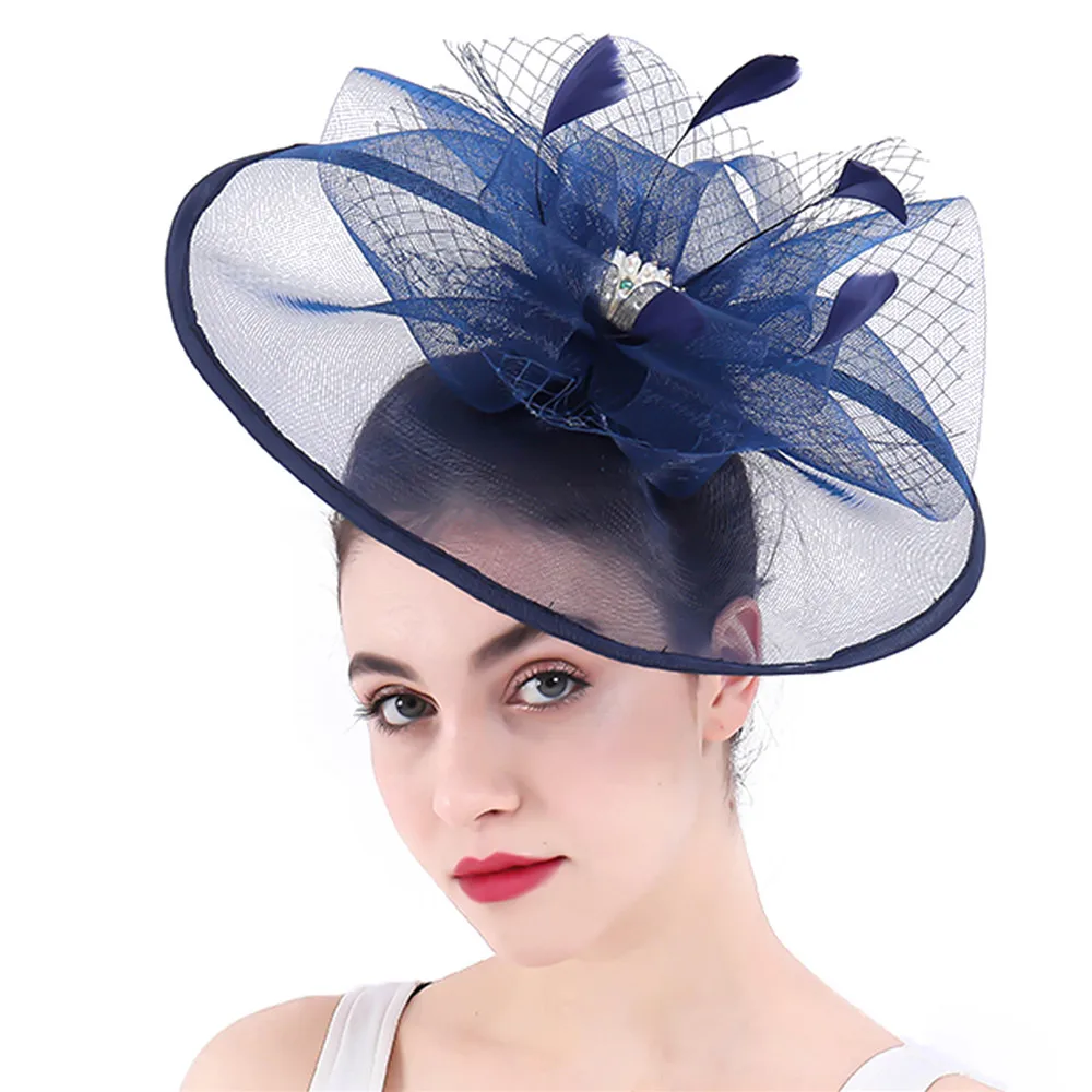 navy fascinator hat