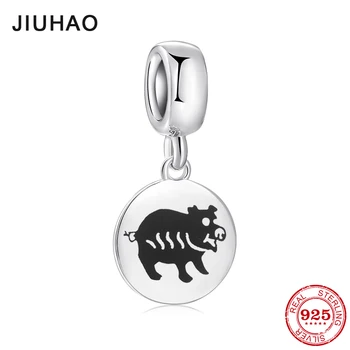 

Fashion 925 Sterling Silver charms 12 Zodiac Clever pig fine Pendants Fit Original Designer Charm Bracelet Jewelry making 2018
