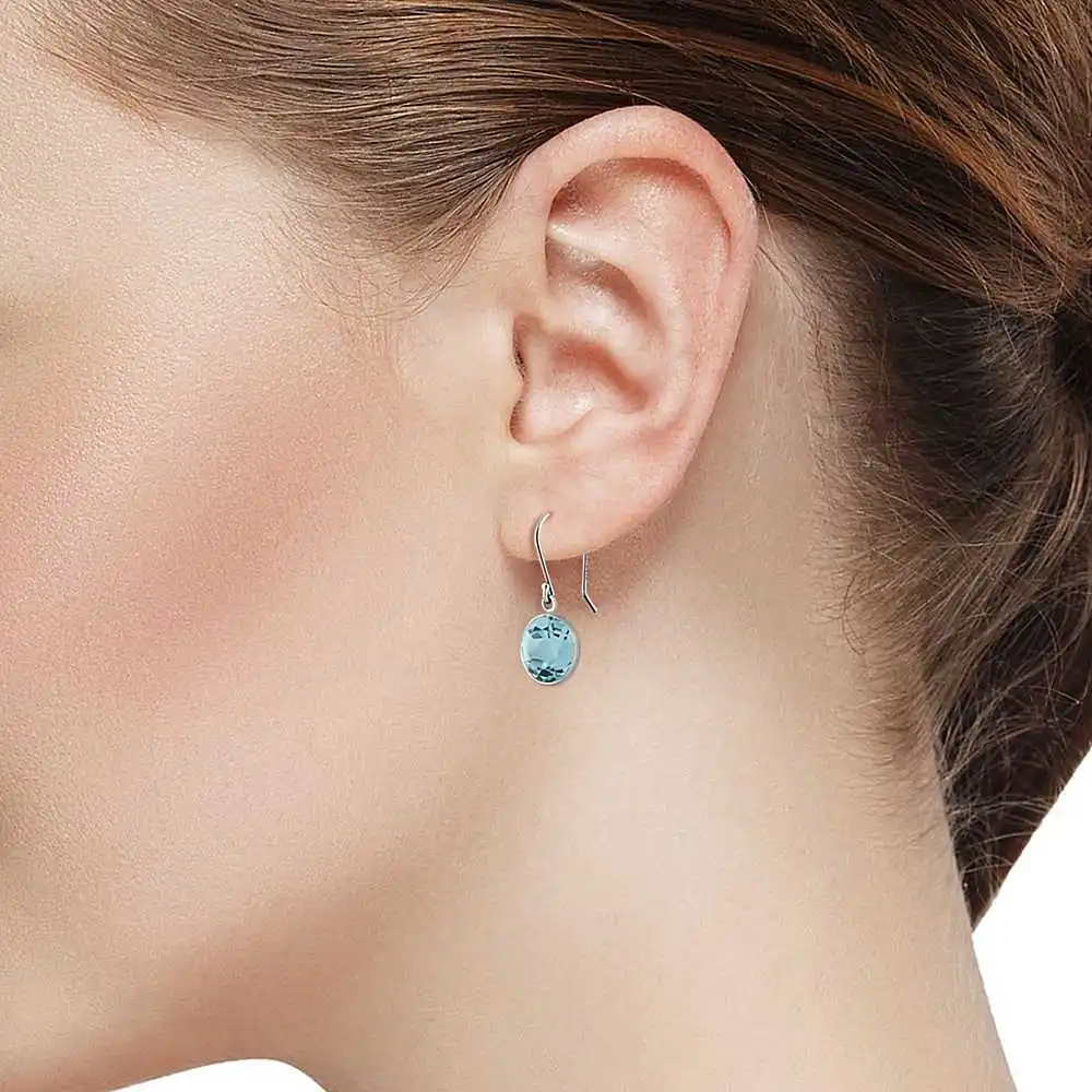 6.50 СТ природный голубой топаз 9 мм круглый 925 мотаться серьги|earrings for|earrings for