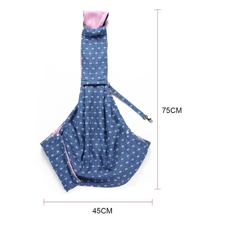 Small Bow Print Side Pocket Double Circle Adjustment Pet Bag Floral Retro Style Pet Shoulder Bag 517D