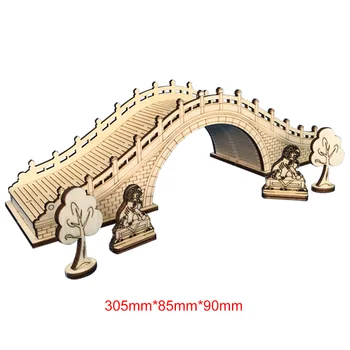 

305 x 85 x 90mm Sand Table Model Bridge Mini Single Hole Bridge with Tree and Lion Model Assembly Landscape Model accessories