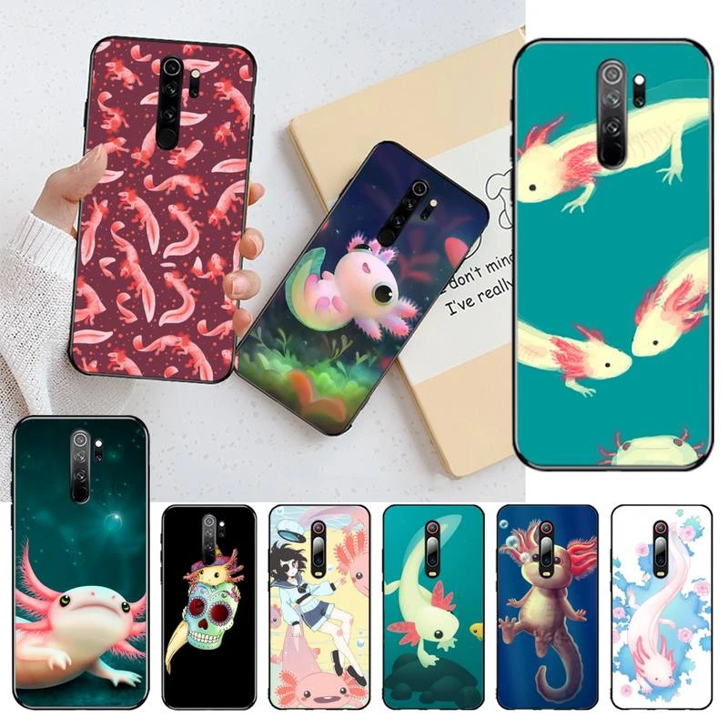 YJZFDYRM Cute Animal Axolotl Coque Shell Phone Case for Redmi Note 9 8 8T 8A 7 6 6A Go Pro Max Redmi 9 K20 xiaomi leather case cosmos blue
