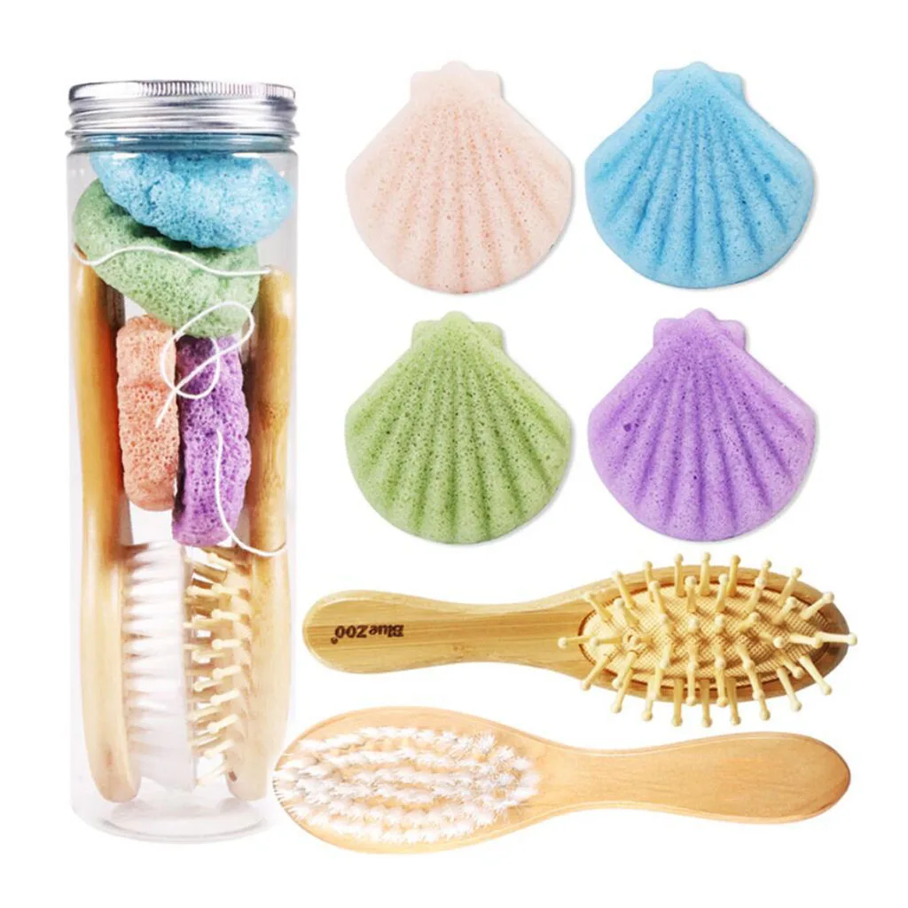Konjac Bath Scrub Sponge Brush Biodegradable Set For Baby Shower Bathroom Brush Reusable Cleanin