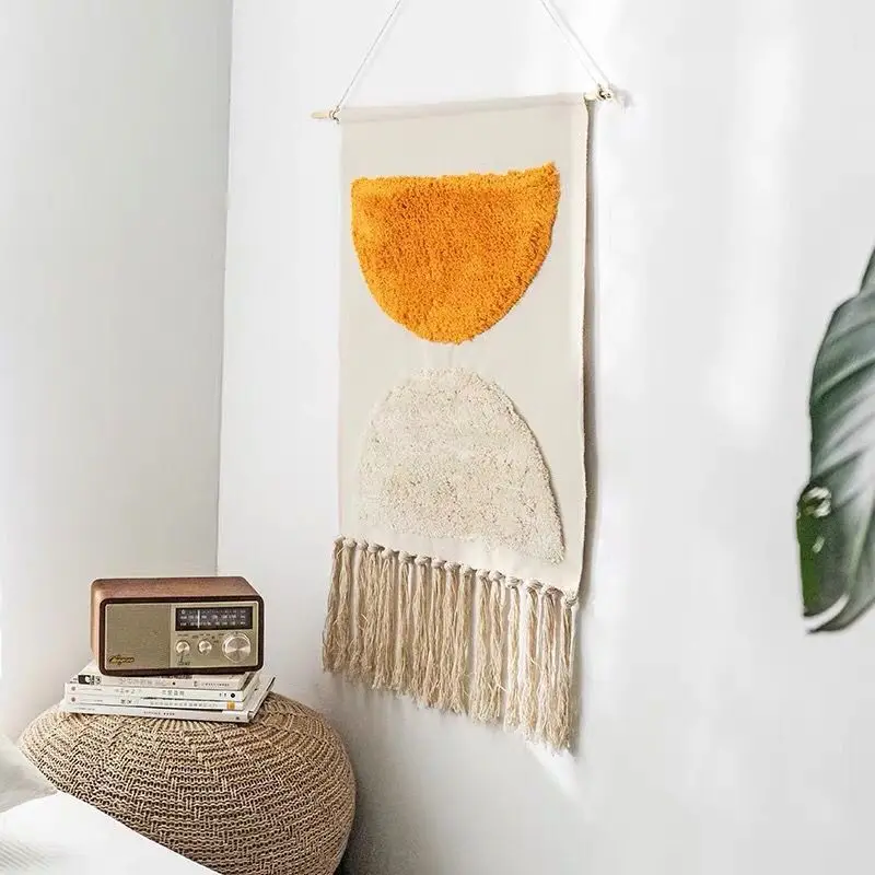 Bohemian Vintage Aesthetic Macrame Cotton Tassel Handmade Wall Hanging Tapestry For Home Living Room Boho Decor