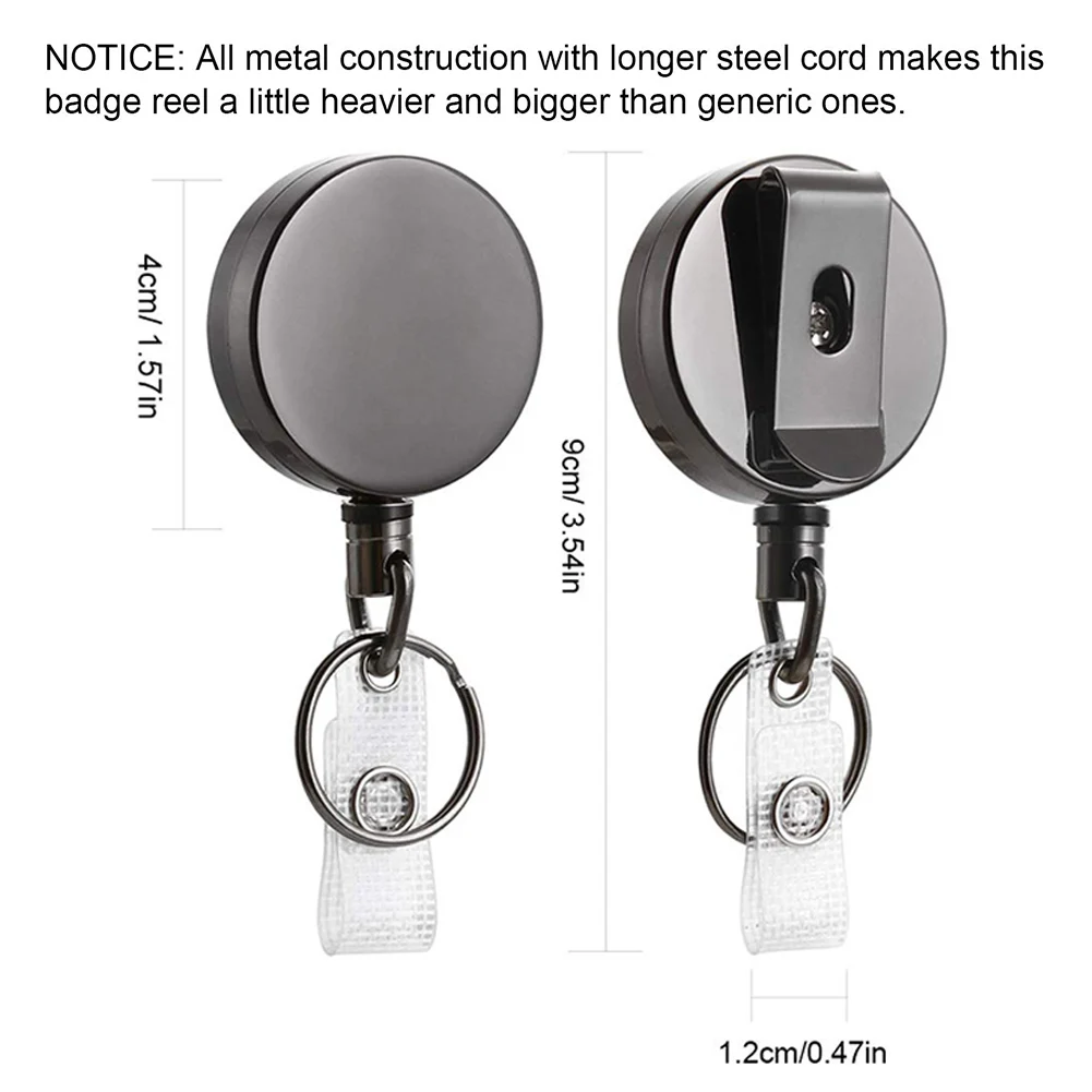 

2pcs Anti-lost Retractable Buckle Metal Housing 40mm Non-breakable Cord for Keychain OD889