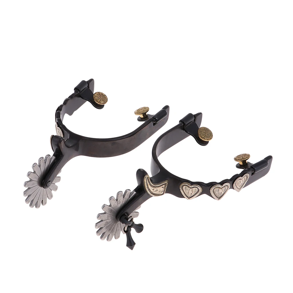 Western Riding Roping Spurs for Boots, Equestrian Iron Bumper Spurs for Adults Men Women -  Antique Brown
