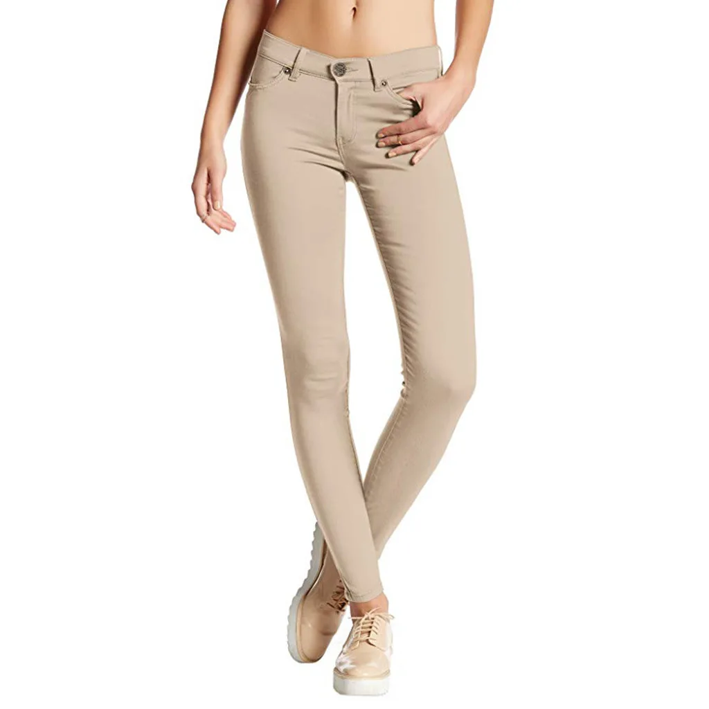 

Autumn New Ladies Pants Slim Body Stretch Elastic Skinny Jeans Solid Color Fashion Slim Fit Trousers