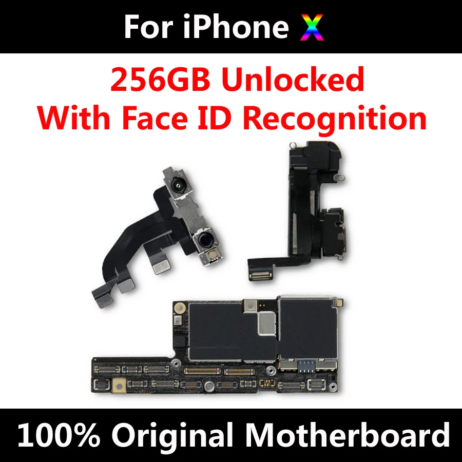 

New Arrival 100% Good Tested 64GB 256GB Factory Unlocked Motherboard For iPhone X Original Mainboard With Face ID IOS Update
