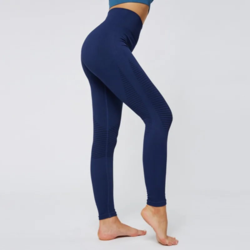 Высокая талия женские штаны для йоги пуш-ап Бесшовные Леггинсы спортивные женские фитнес спортивные колготки одежда Дышащие Брюки для бега Femme - Цвет: Navy