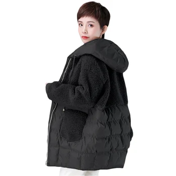 

Winter Down Coat Women Hooded 90% White Duck Down Jacket Loose Short Female Parka Glossy Waterproof Thick Warm Women's Clothing