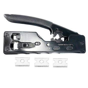 

Network Cable Pliers Rj45 Cat5 Cat6 Cat7 Compression Tool Multi-Function Crimping Pliers Terminals Crimping Tool with 3Pcs Wire