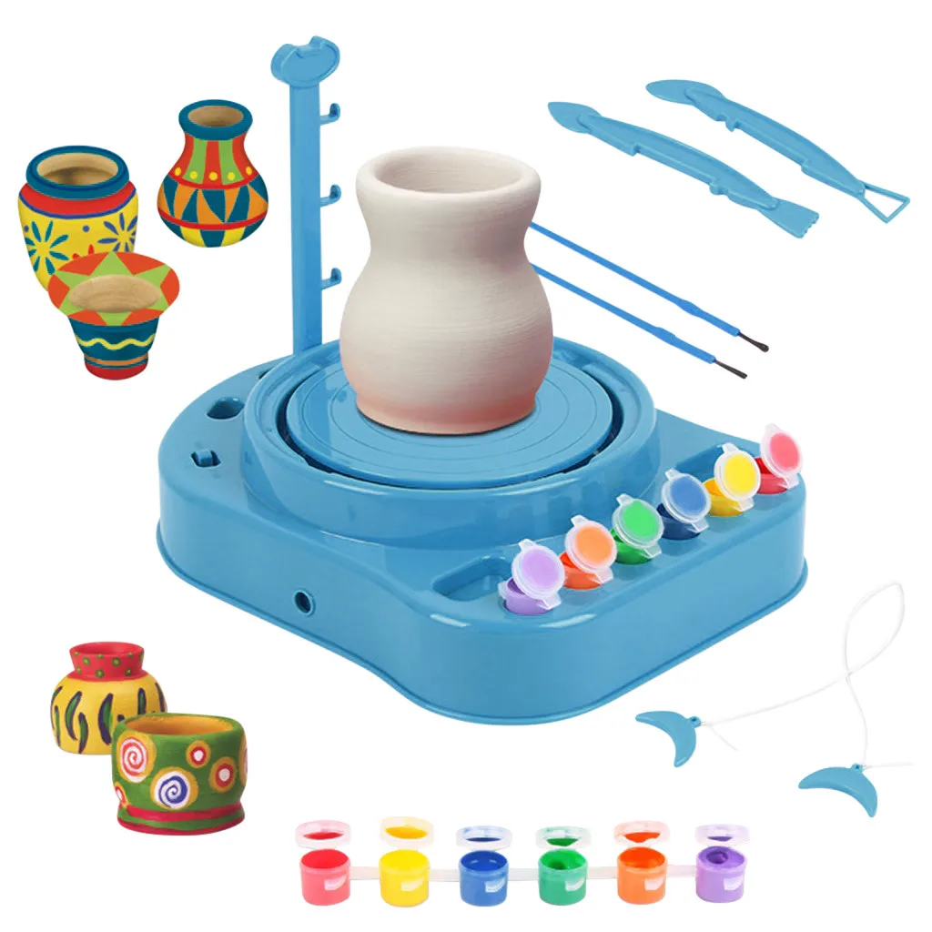 Mini máquina de alfarería de cerámica artesanal para niños y niñas, juguetes artesanales para niños, ruedas de cerámica, juguetes para niños, el mejor regalo
