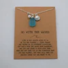 Sanlan Wire wrapped sea glass necklace with cards Beach Lover Gift 2