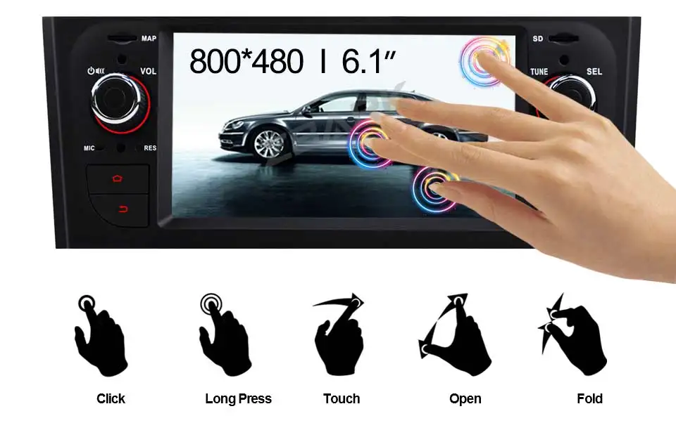 Sale 6.1 inch Touch Screen Car Stereo RAM 2GB GPS Android 1din  for FIAT Grande Punto 199/310 2005-2009 Linea 323 2007-2011 YHTPD3L2 5