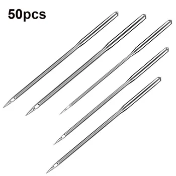 

50pcs/set Silver Household Flat Sewing Machine Needles Craft Assorted Kit Universal Fitting 65/9 75/11 80/12 90/14 100/16
