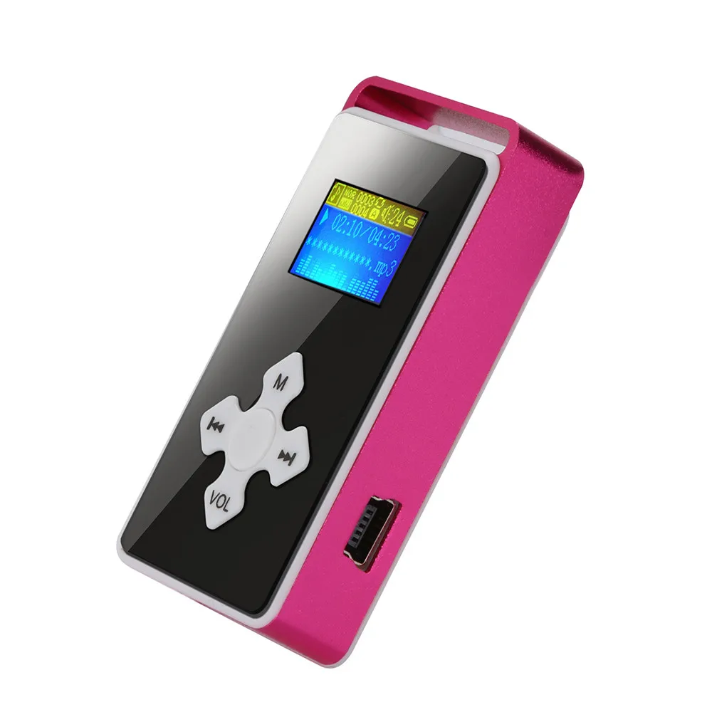Модный портативный MP4 музыкальный плеер без потерь, fm-рекордер со слотом для карт, поддержка внешней памяти, TF карта - Цвет: Hot Pink