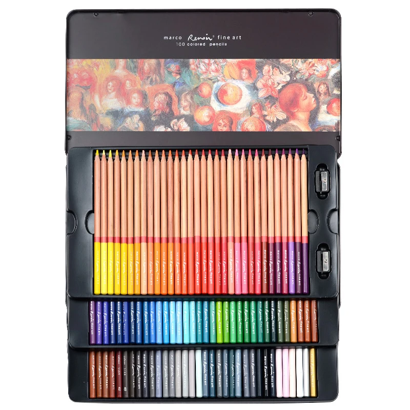 

Marco Renoir Fine 24/36/48/72/100 Professional Oily Color Pencils Coloured Drawing Pencil Set Art Supplies For School Office