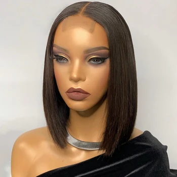

2x6 Short Bob Wig 150% Lace Closure Human Hair Wigs For Women Straight Hair Pre Plucked Remy Brazilian Pre Plucked Slove Rosa