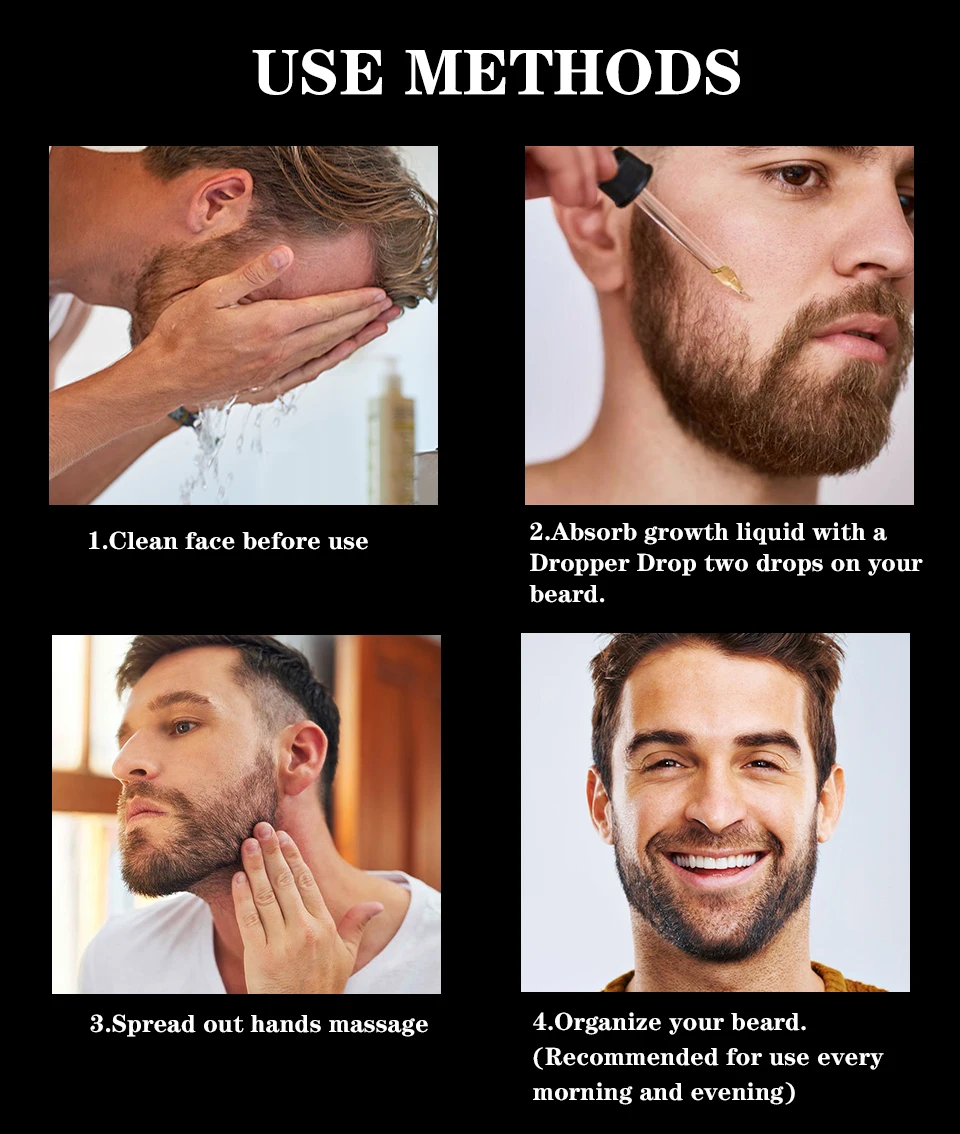 2pcs Beard Growth Oil For Men Beard Hair Loss Treatment Essence Oil