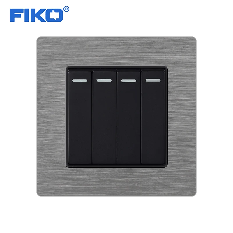 

Wall Switch 1 2 3 4 Gang 1 2 Way Light Switch On/Off Wall Switch Interruptor Push Button Rocker Switch Gray Aluminium Panel 16A