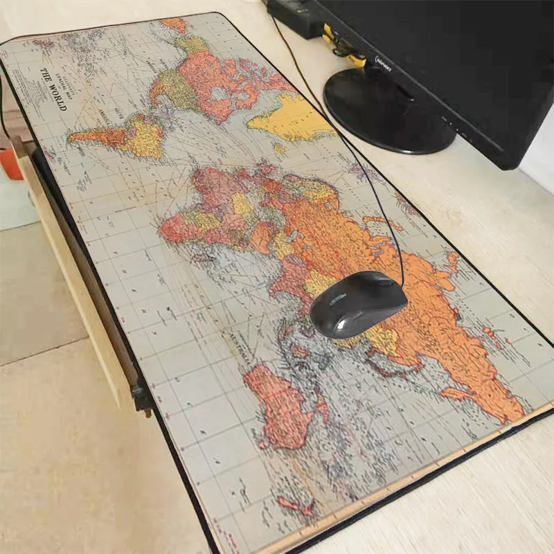  XGZ World Map Gaming Mouse Pad Large Locking Edge Mouse Pad Computer Waterproof Mousepad Game Keybo