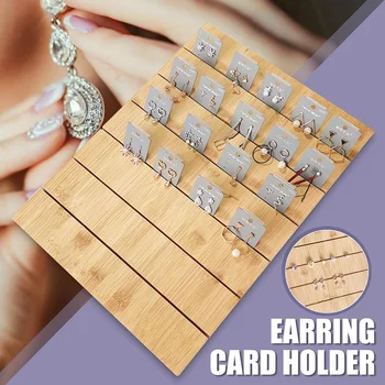 

Natural Bamboo Wooden Jewelry Display Rack for Earrings Studs Holder Stand Organizer Shelf Wood Board 40x29.5x2cm