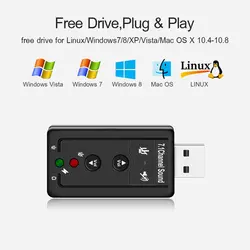 7,1 Внешняя USB звуковая карта USB к разъему 3,5 мм аудио адаптер для наушников микрофонная Звуковая карта для Mac Win Compter Android Linux