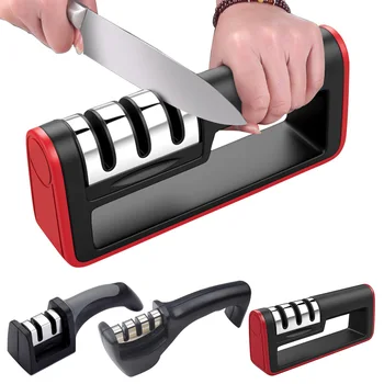 

New Hot Kitchen Quick Professional Kitchen 3 Stages Sharpener Knife Grinder Non-Slip Silicone Rubber Dropshipping