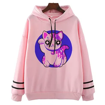 

Messy Lucky Kitty Print Hoodies Funny StreetWear Hoodies Loose Women'S Hoodies Women Casual Unisex Hoodie Trend Tops