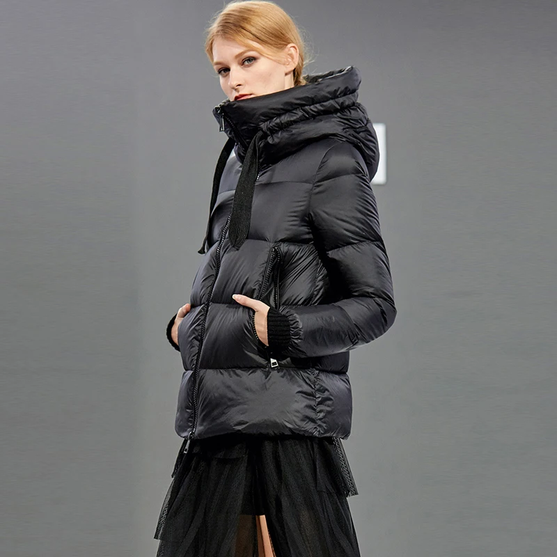 YNZZU зимняя женская куртка-пуховик ветрозащитное утепленное пальто европейский стиль стоячий воротник с капюшоном теплая Женская куртка A1149