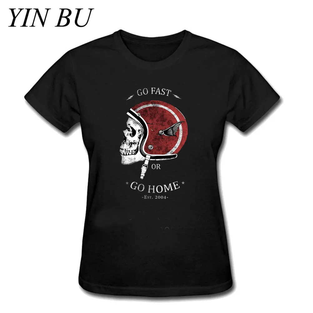 

Skull Men Biker Shirt With Go Fast Motorcycle Helmet Women's Tops Tees Female Lady Girls Black Hip Hop Oversize T-shirt