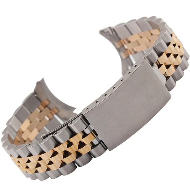 19 20 21mm Curved End Solid Bracelet Stainless Steel Watch Strap