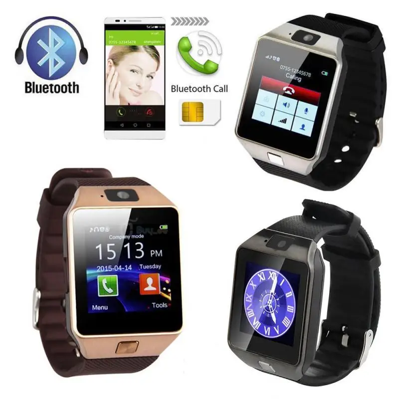 Умные часы DZ09 совместимый с Bluetooth смарт-браслет поддержкой TF SIM камеры сабвуфера HD
