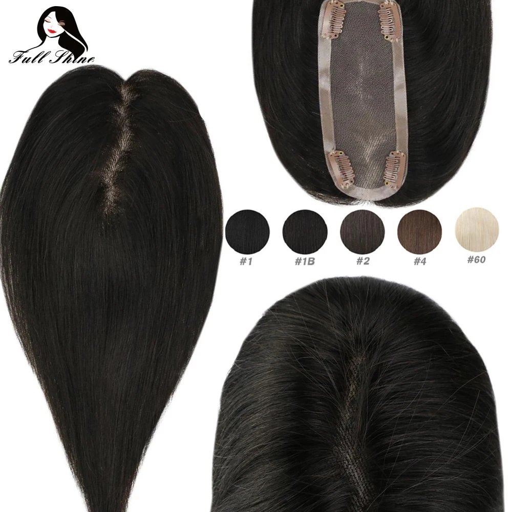 Peluca de cabello humano Remy para mujer, parte superior de cabello brillante de 1,5x5 pulgadas, pieza libre, mono Base Invisible, color rubio