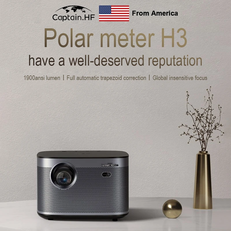 US Captain H3 проектор домашний Full HD 1900 ANSI lumens поддержка 4K Android WIFI Bluetooth подключение по