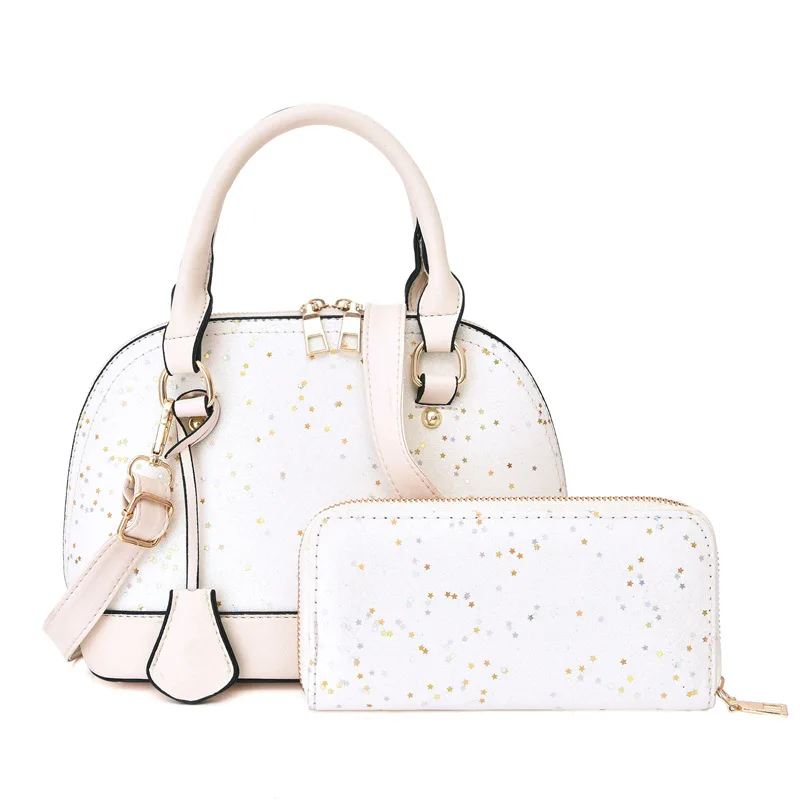 

New Style WOMEN'S Bag Trendy Two-Piece Set of Shell Bag Simple Sequin Bag Shoulder Handbag
