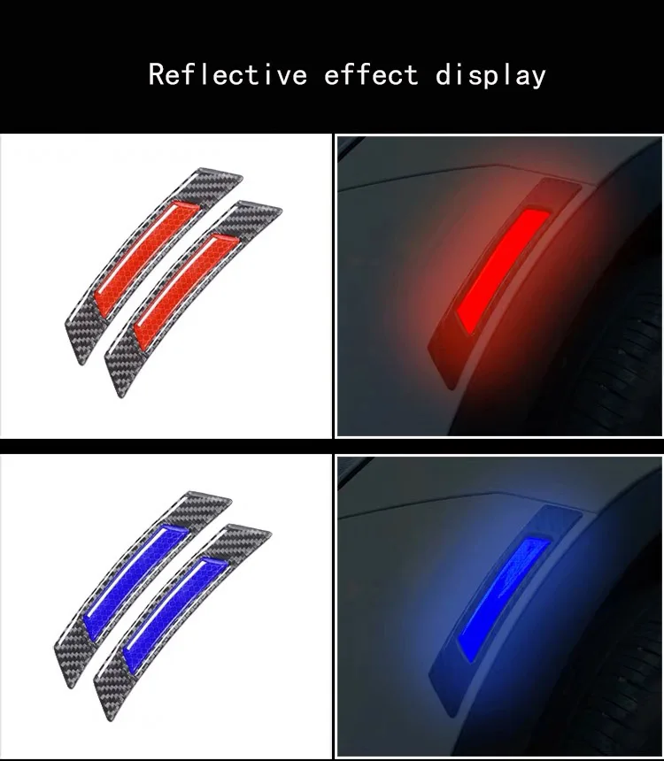 Автомобильные отражающие наклейки безопасности из углеродного волокна Предупреждение двери автомобиля отделка Mark Открытый Мотоцикл Велосипед украшения тела