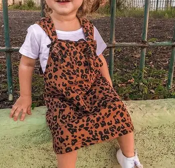

2020 Neweat sleeveless Bib Braces Overalls Dresses fashion girls summer cool leopard outwear toddler dress children costume 1-6Y