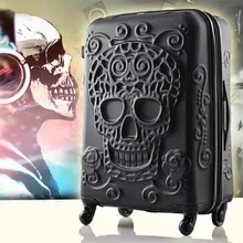 Известный бренд 3D череп Роллинг багаж уникальный чемодан на колесах дорожная сумка с колесиками модная Роскошная переноска на вализе