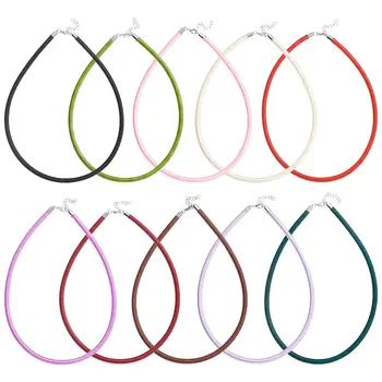 

50Strands Silk Cord for Jwelry Necklace Making with Brass Clasps Mixed Color, 17~18"; Cord 5mm