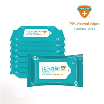 

50Pcs/5bag lot portable disinfection antiseptic pads 75% alcohol wet wipes skin cleaning care sterilization cleaning tissue