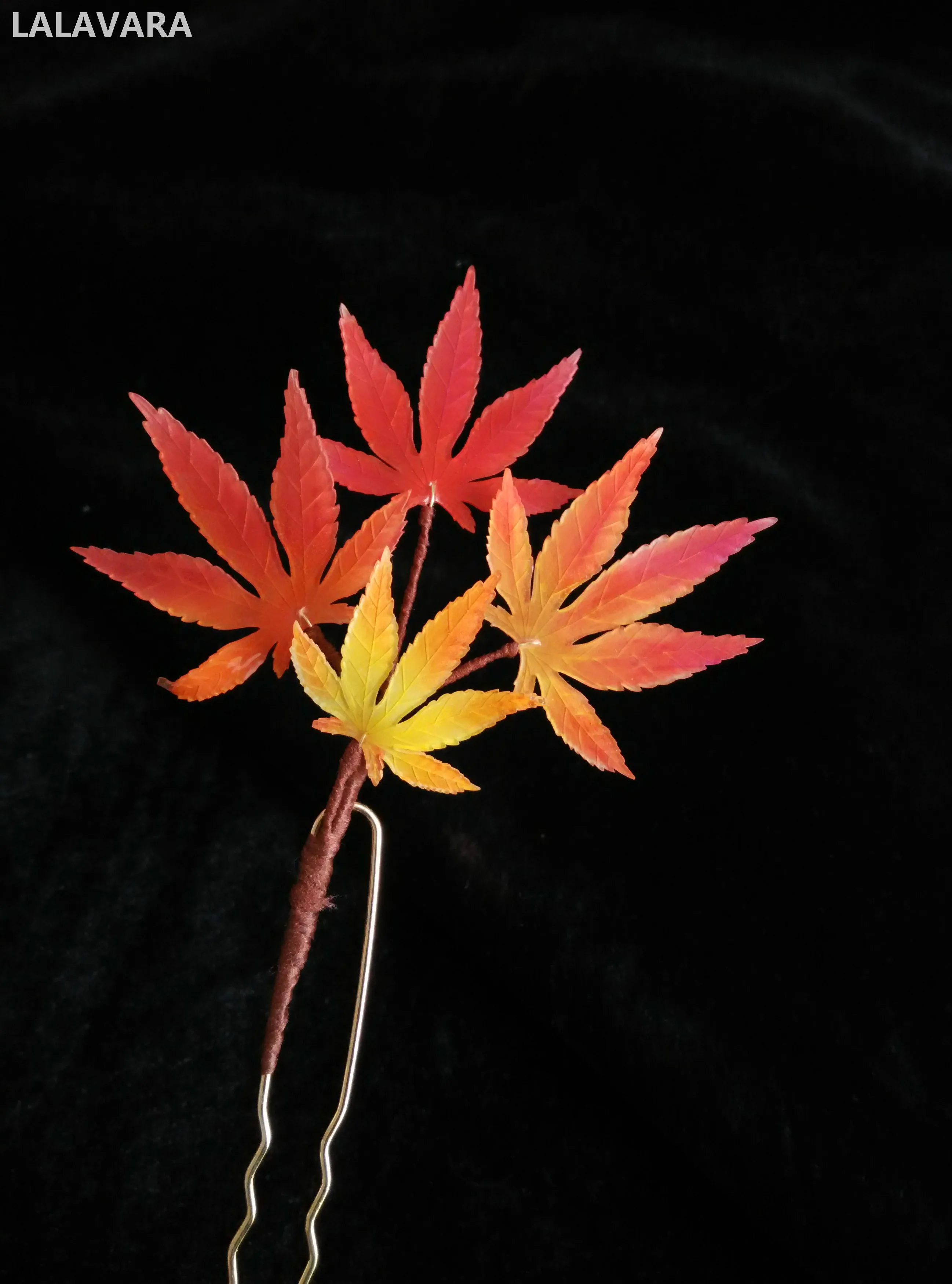 LALAVARA, 10 шт., ручная работа, кленовые листья, заколки для волос, Осенний праздник, для женщин, девочек, булочка, updo, аксессуары для волос