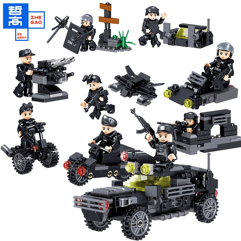 

SWAT Elite City Police Car Building Block With 8 Figures 8in1 Peace Assault Vehicle Toy For Boys Children QL0250