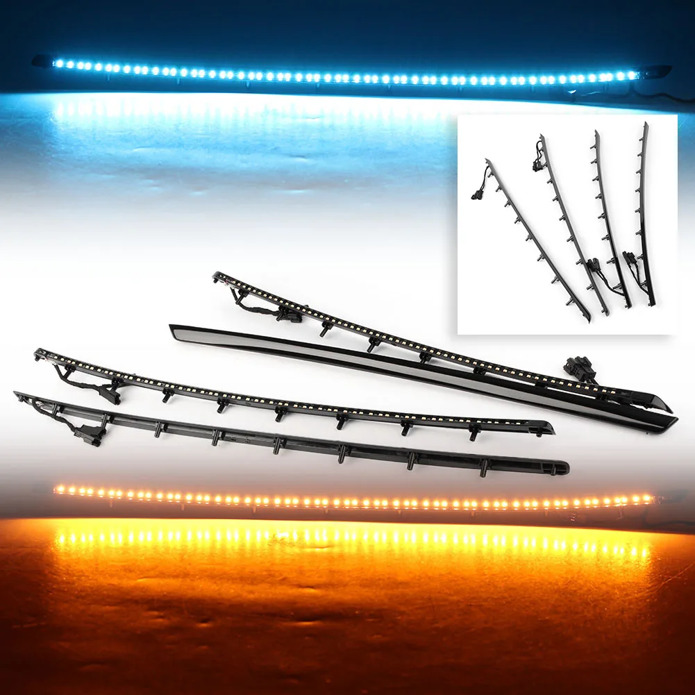 

4Pcs Car Interior LED Door Panel Ambient Light Bars Dual Color For BMW 3 Series F30 F31 Blue & Orange