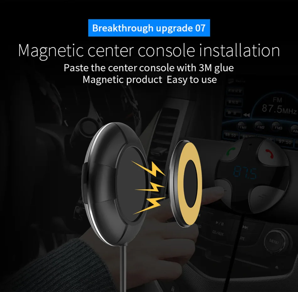 Bluetooth приемник Магнитный fm-передатчик модулятор Автомобильный AUX беспроводной радио адаптер MP3-плеер и микрофон USB быстрое автомобильное зарядное устройство